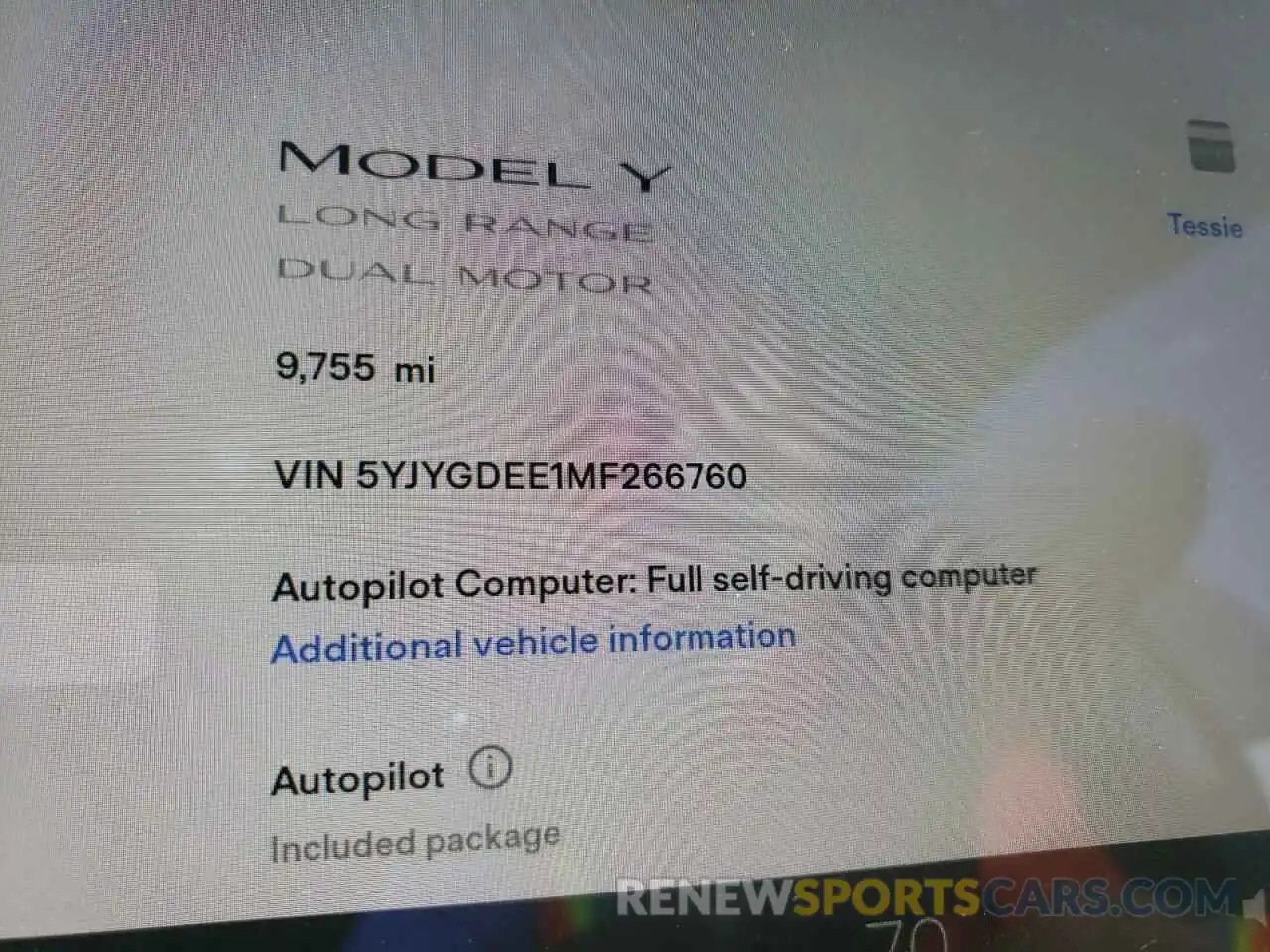 8 Photograph of a damaged car 5YJYGDEE1MF266760 TESLA MODEL Y 2021