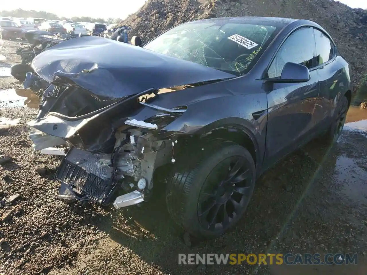 2 Photograph of a damaged car 5YJYGDEE1MF304956 TESLA MODEL Y 2021