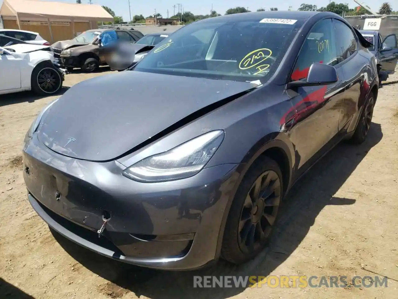 2 Photograph of a damaged car 5YJYGDEE2MF067927 TESLA MODEL Y 2021