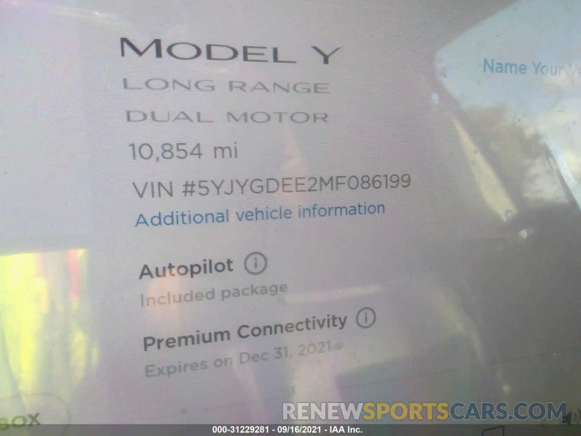 7 Photograph of a damaged car 5YJYGDEE2MF086199 TESLA MODEL Y 2021