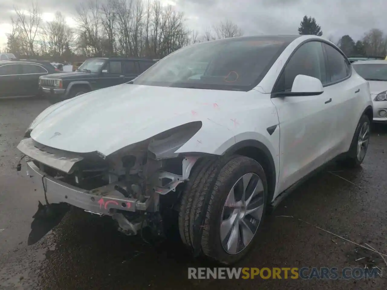 2 Photograph of a damaged car 5YJYGDEE2MF090432 TESLA MODEL Y 2021