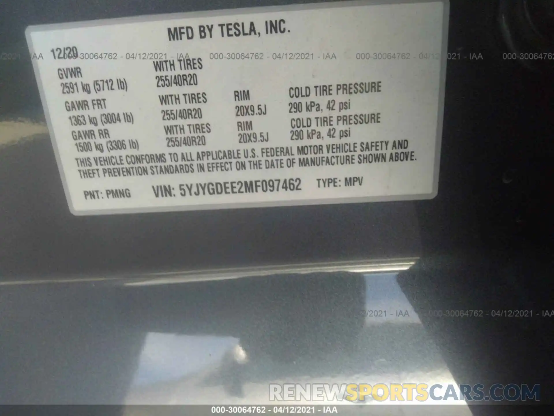 9 Photograph of a damaged car 5YJYGDEE2MF097462 TESLA MODEL Y 2021