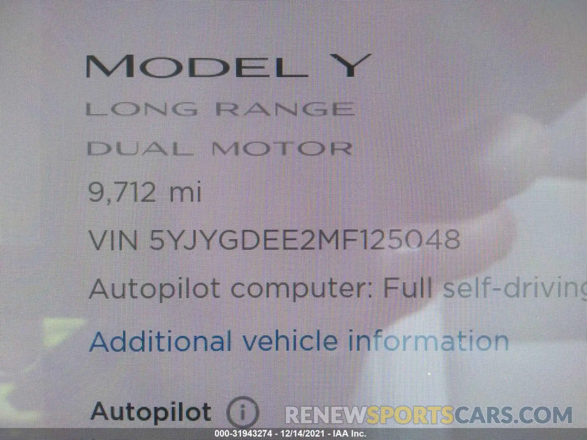 9 Photograph of a damaged car 5YJYGDEE2MF125048 TESLA MODEL Y 2021