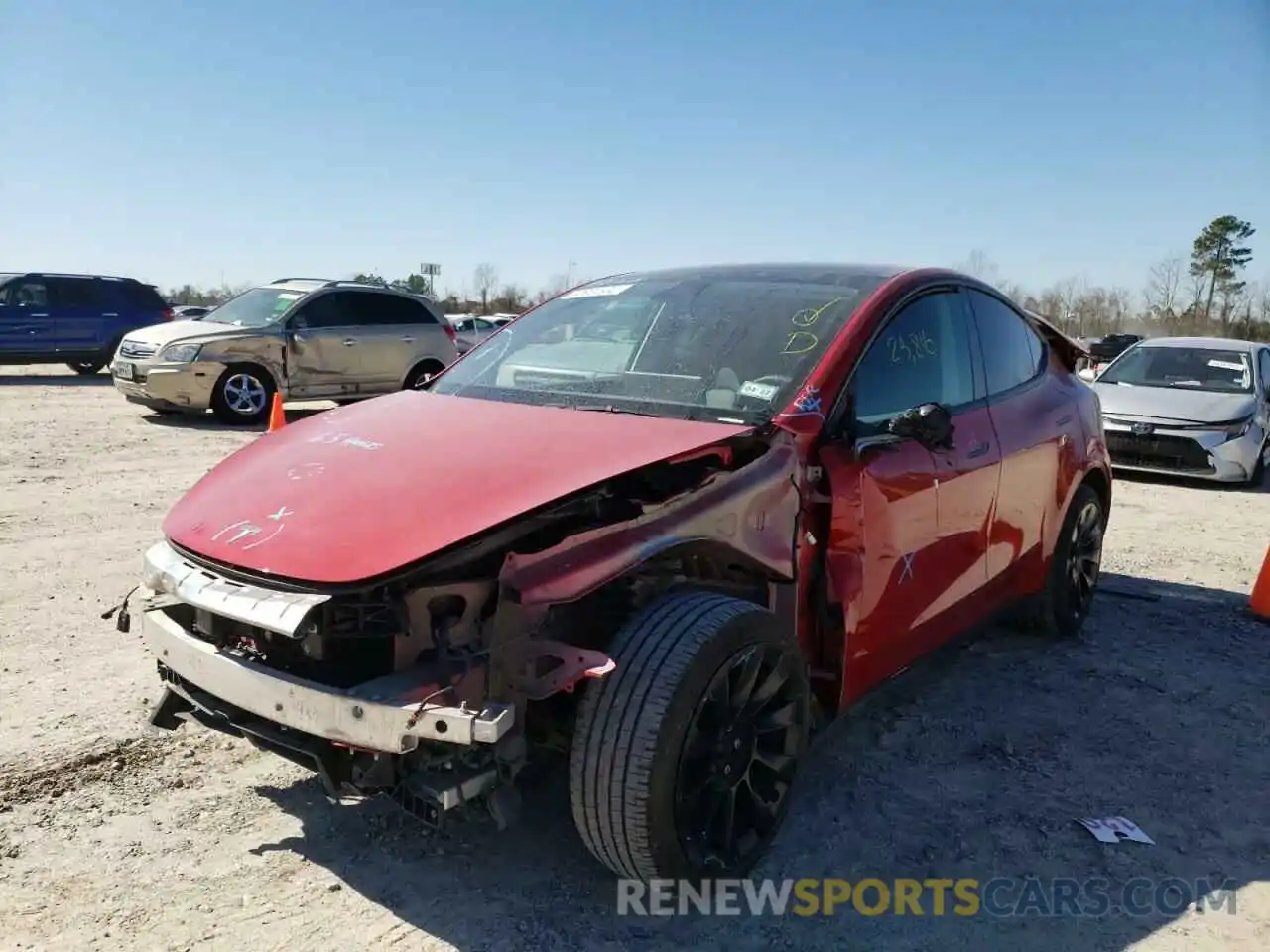 2 Photograph of a damaged car 5YJYGDEE2MF129603 TESLA MODEL Y 2021