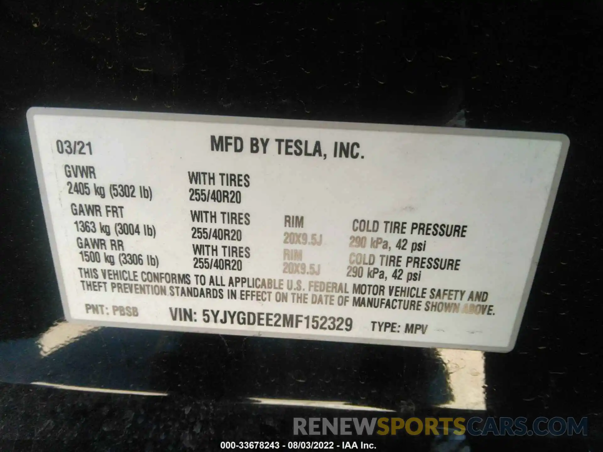 9 Photograph of a damaged car 5YJYGDEE2MF152329 TESLA MODEL Y 2021