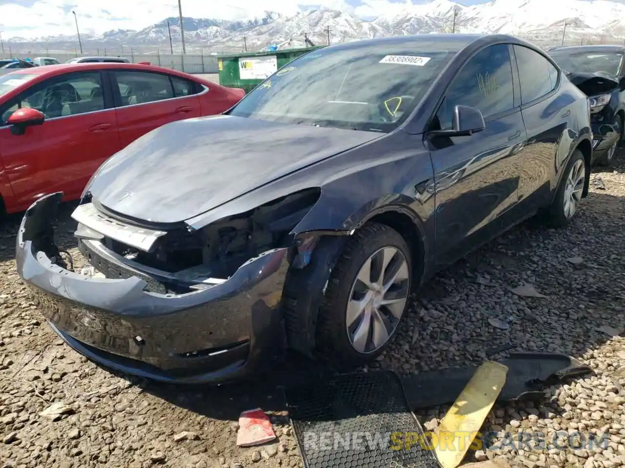 2 Photograph of a damaged car 5YJYGDEE2MF153125 TESLA MODEL Y 2021