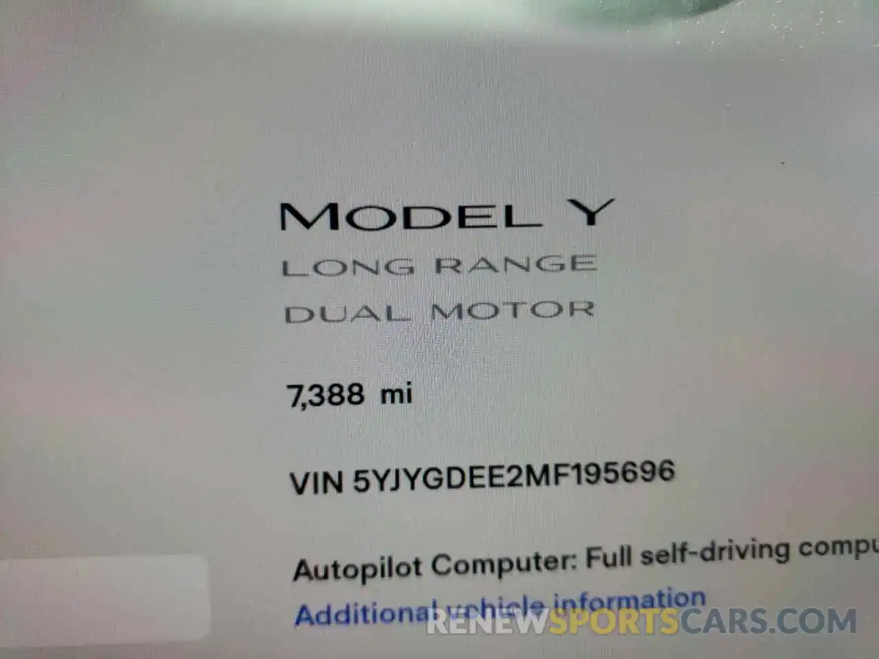 8 Фотография поврежденного автомобиля 5YJYGDEE2MF195696 TESLA MODEL Y 2021