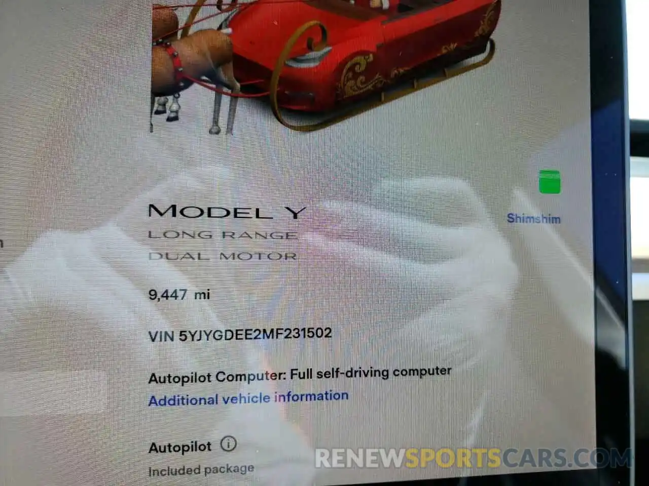 8 Photograph of a damaged car 5YJYGDEE2MF231502 TESLA MODEL Y 2021