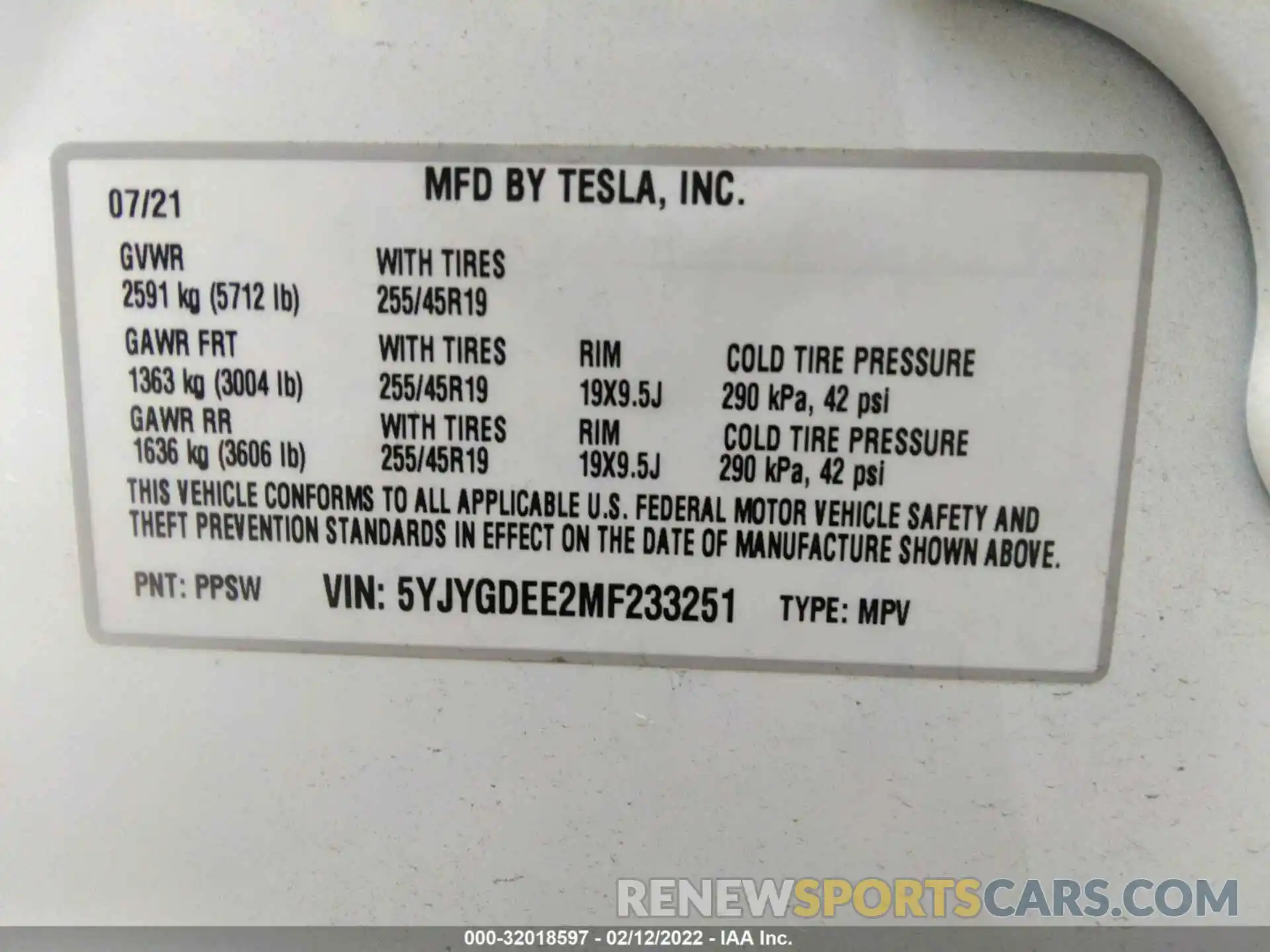 9 Фотография поврежденного автомобиля 5YJYGDEE2MF233251 TESLA MODEL Y 2021