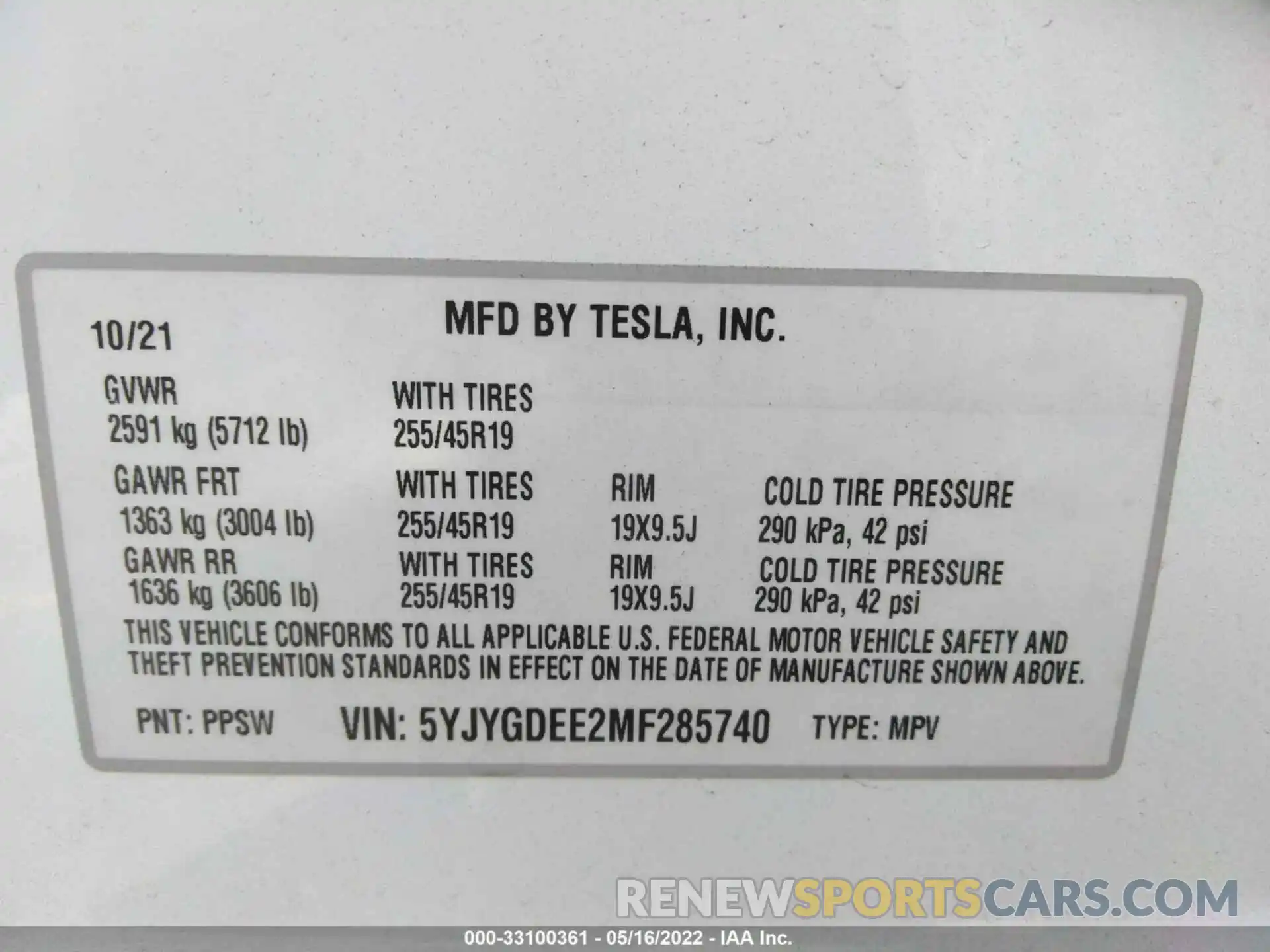 9 Photograph of a damaged car 5YJYGDEE2MF285740 TESLA MODEL Y 2021