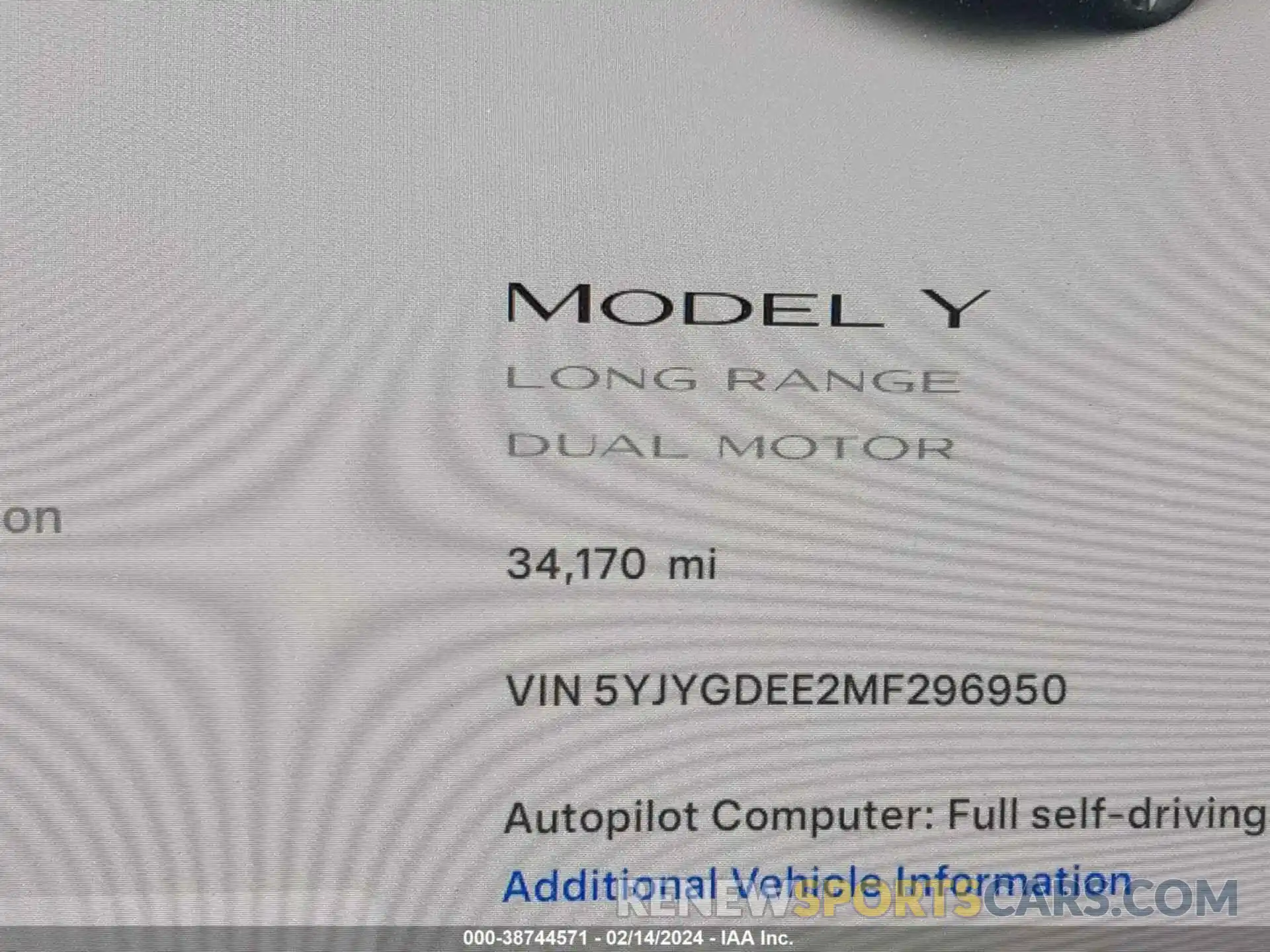 16 Photograph of a damaged car 5YJYGDEE2MF296950 TESLA MODEL Y 2021