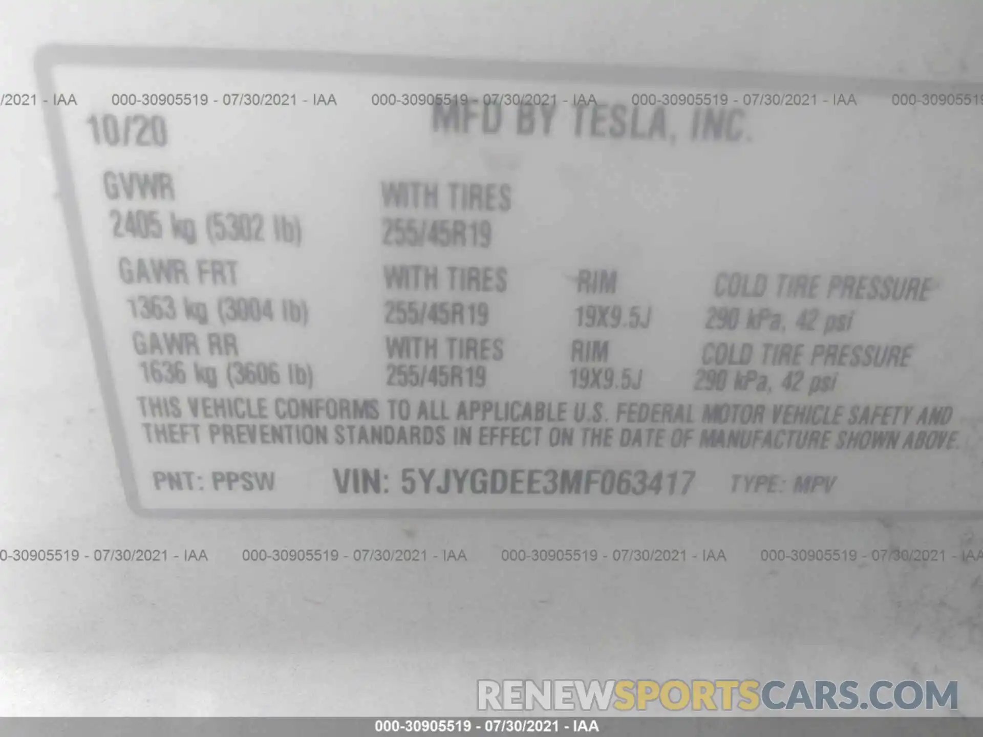 9 Фотография поврежденного автомобиля 5YJYGDEE3MF063417 TESLA MODEL Y 2021