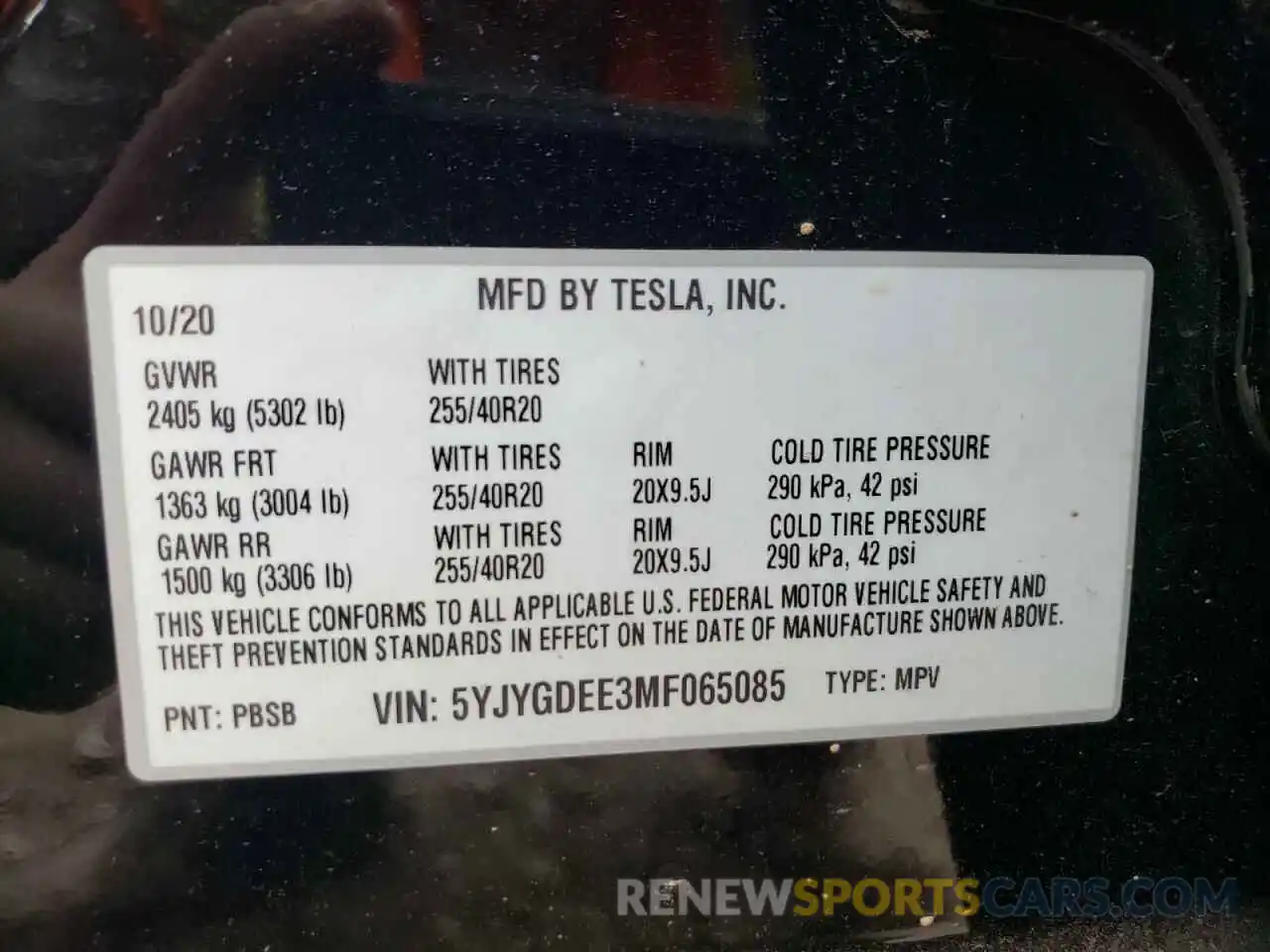 10 Фотография поврежденного автомобиля 5YJYGDEE3MF065085 TESLA MODEL Y 2021