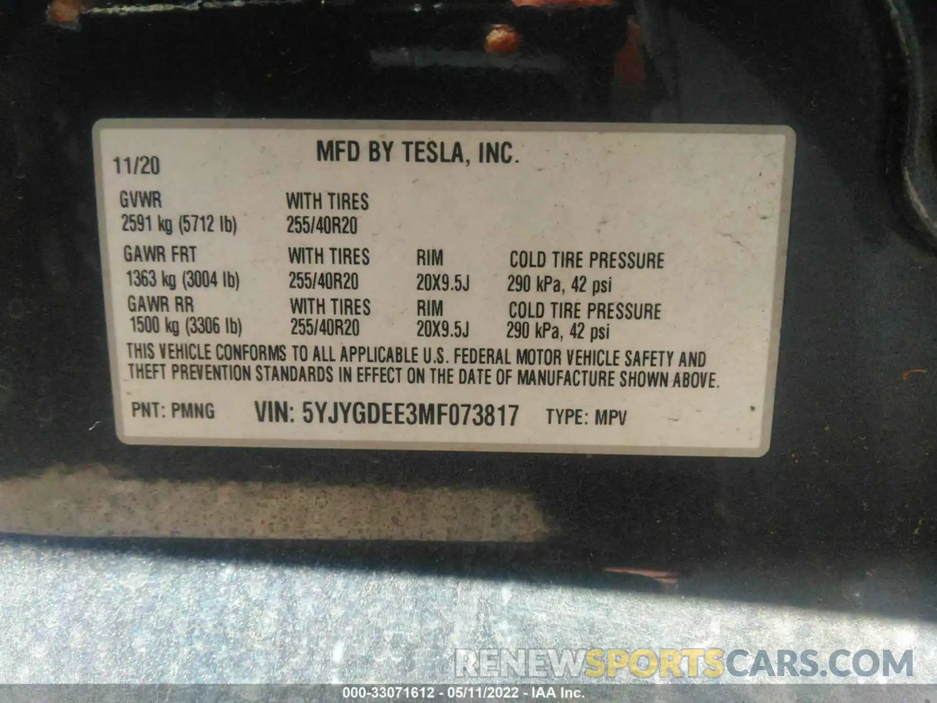 9 Фотография поврежденного автомобиля 5YJYGDEE3MF073817 TESLA MODEL Y 2021