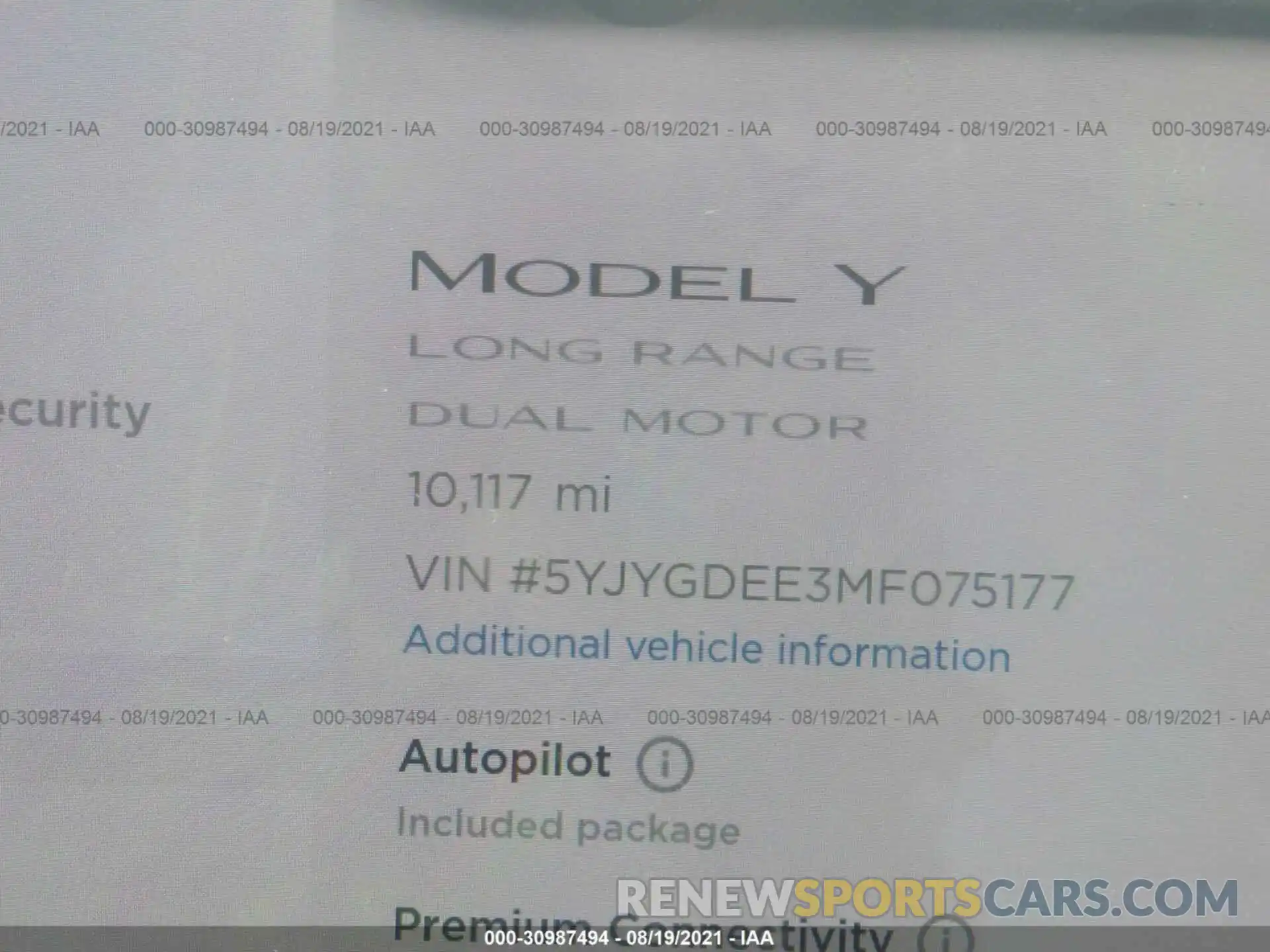 7 Фотография поврежденного автомобиля 5YJYGDEE3MF075177 TESLA MODEL Y 2021