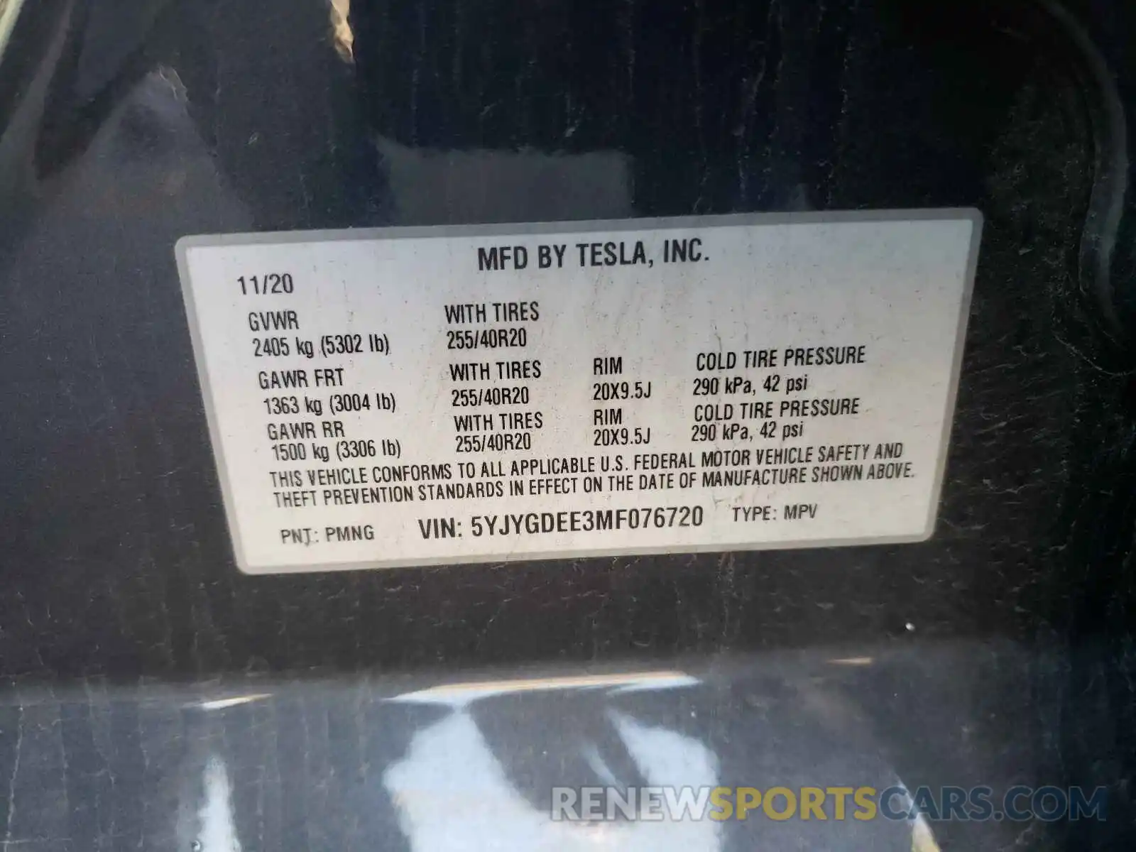 10 Photograph of a damaged car 5YJYGDEE3MF076720 TESLA MODEL Y 2021