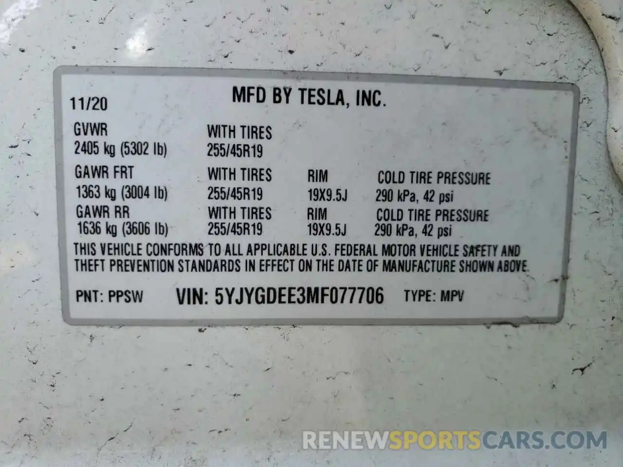 10 Фотография поврежденного автомобиля 5YJYGDEE3MF077706 TESLA MODEL Y 2021