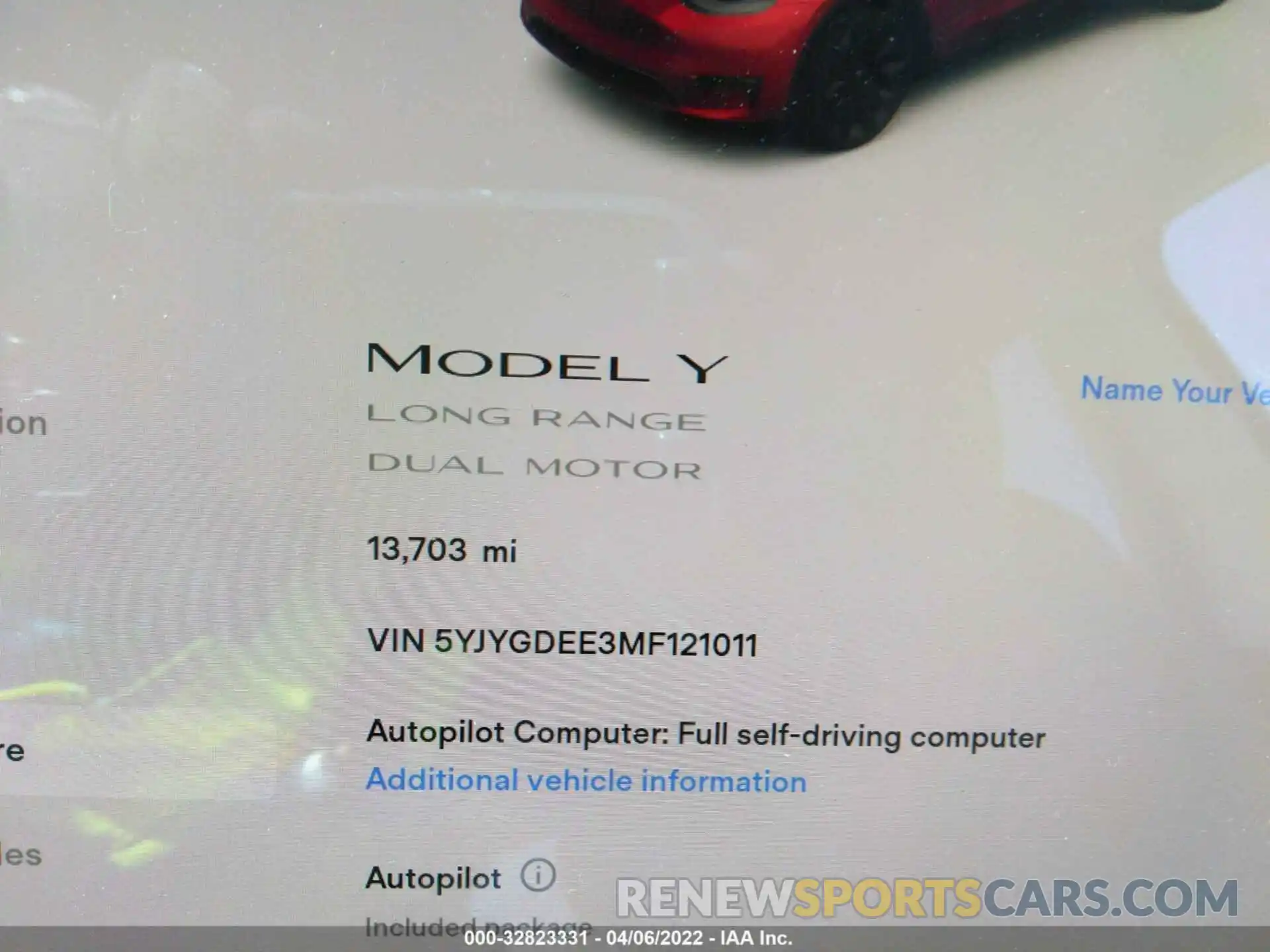 9 Фотография поврежденного автомобиля 5YJYGDEE3MF121011 TESLA MODEL Y 2021