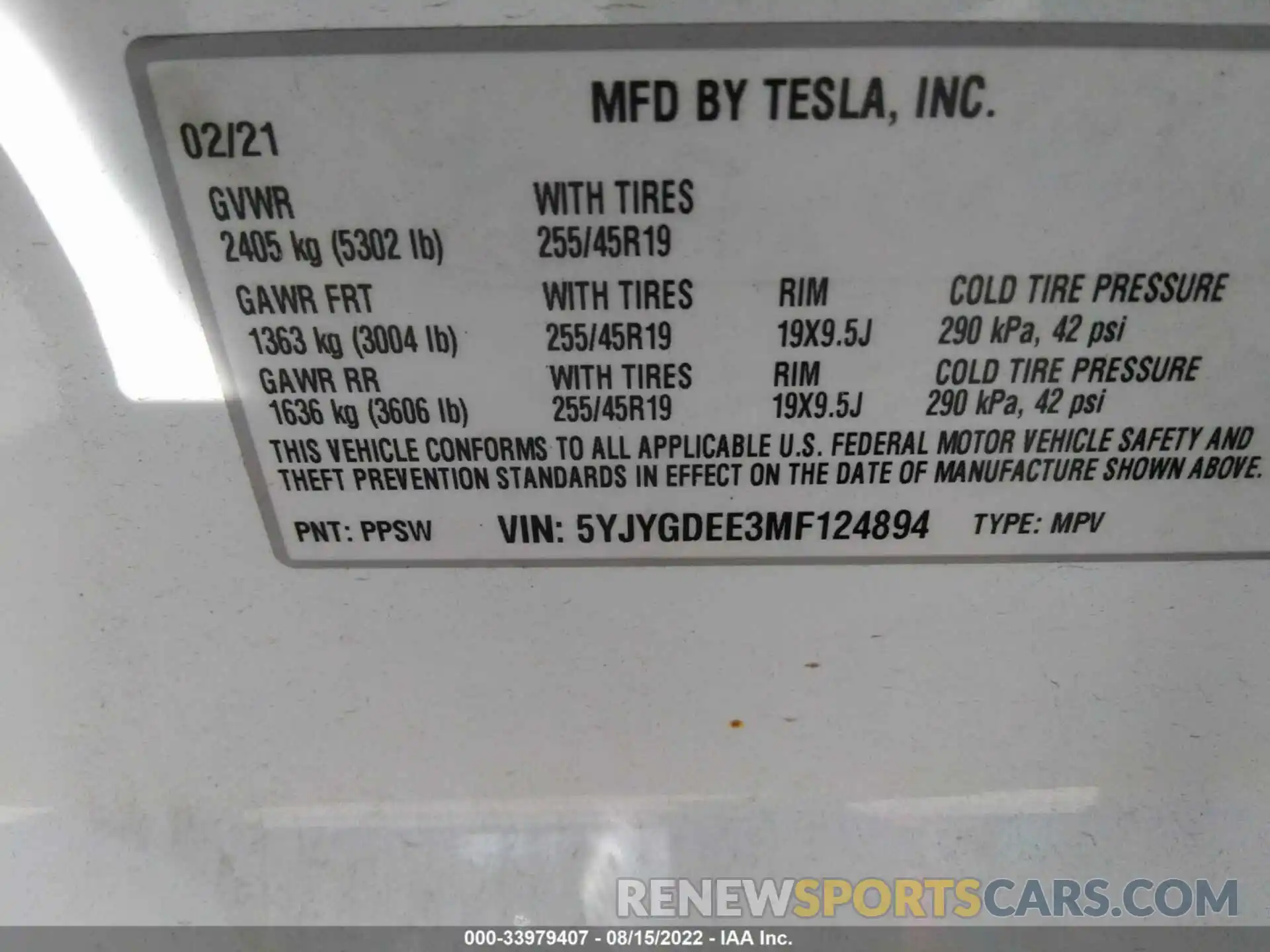 9 Photograph of a damaged car 5YJYGDEE3MF124894 TESLA MODEL Y 2021