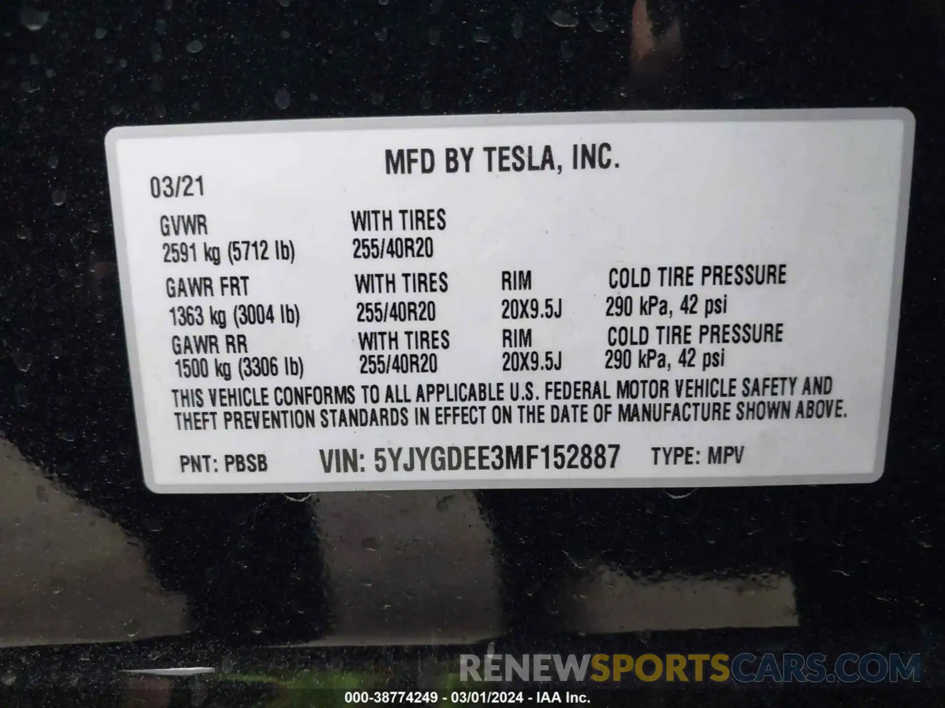 9 Фотография поврежденного автомобиля 5YJYGDEE3MF152887 TESLA MODEL Y 2021