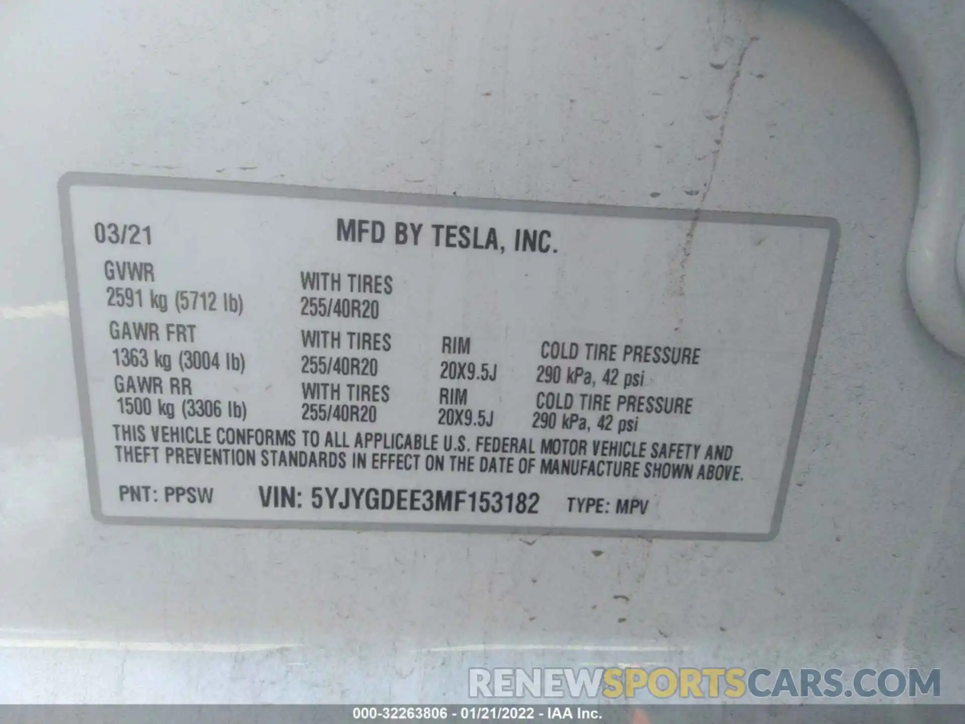 9 Photograph of a damaged car 5YJYGDEE3MF153182 TESLA MODEL Y 2021