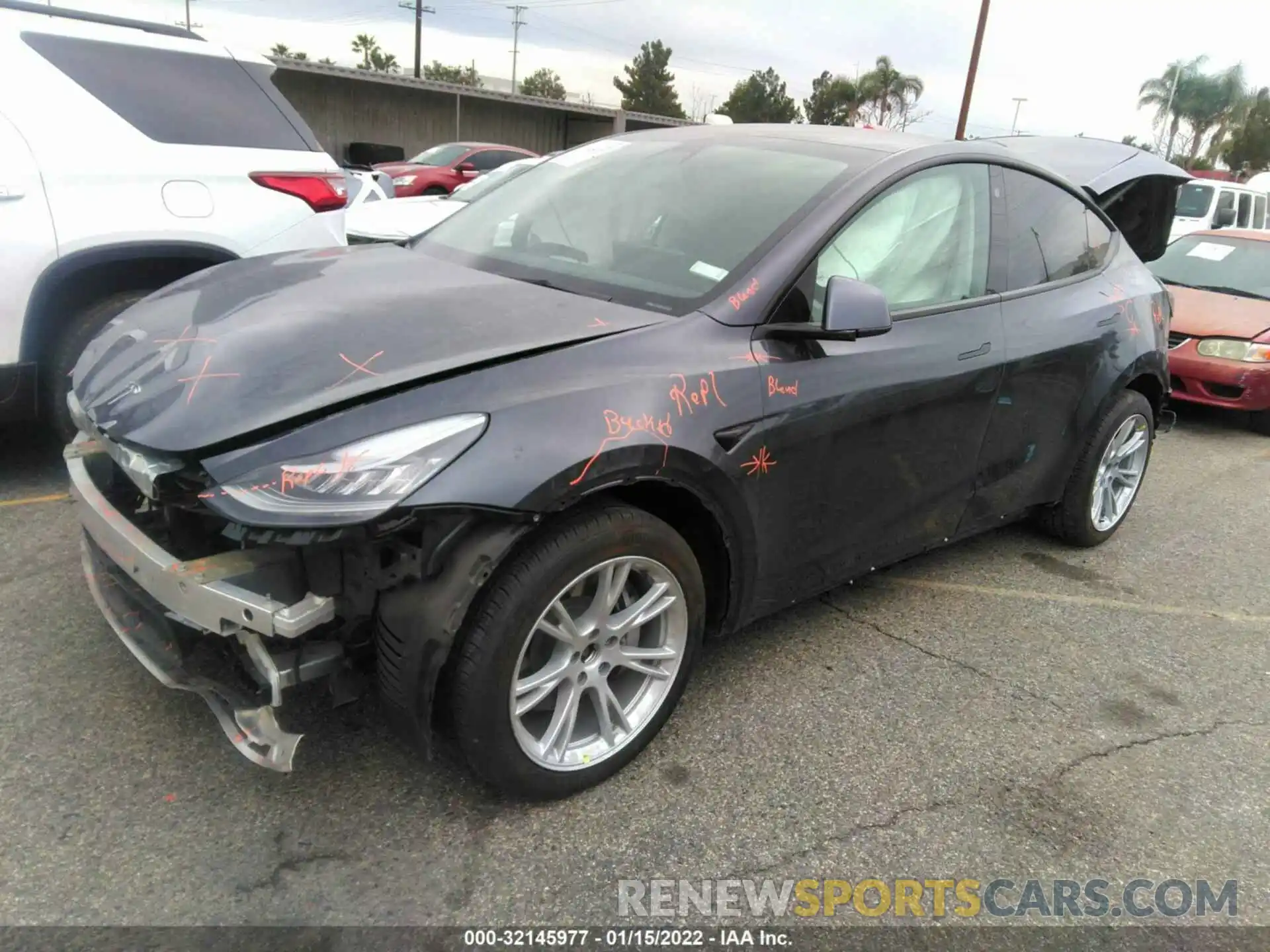 2 Photograph of a damaged car 5YJYGDEE3MF182116 TESLA MODEL Y 2021