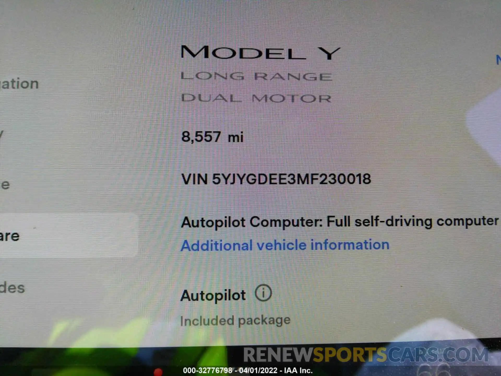 7 Фотография поврежденного автомобиля 5YJYGDEE3MF230018 TESLA MODEL Y 2021