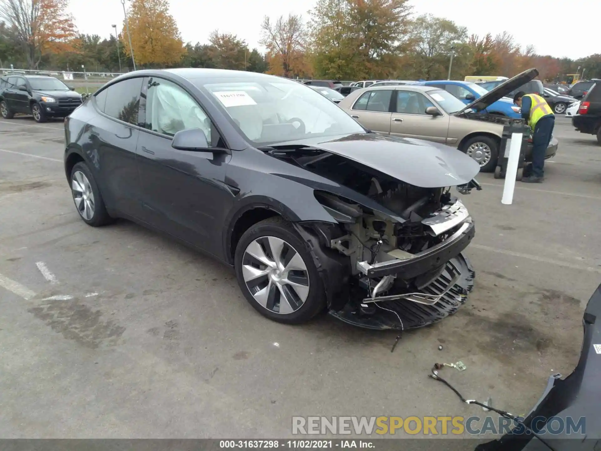 1 Photograph of a damaged car 5YJYGDEE3MF251855 TESLA MODEL Y 2021