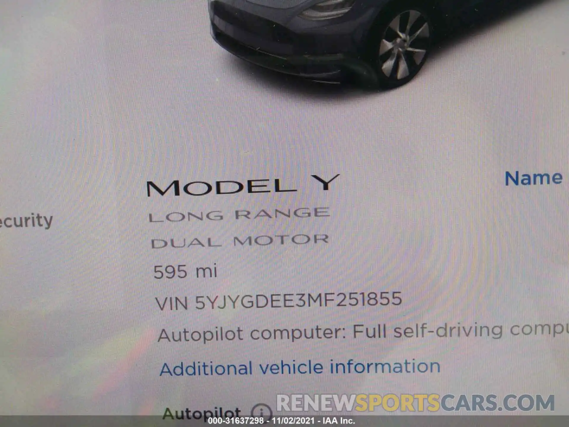 7 Photograph of a damaged car 5YJYGDEE3MF251855 TESLA MODEL Y 2021