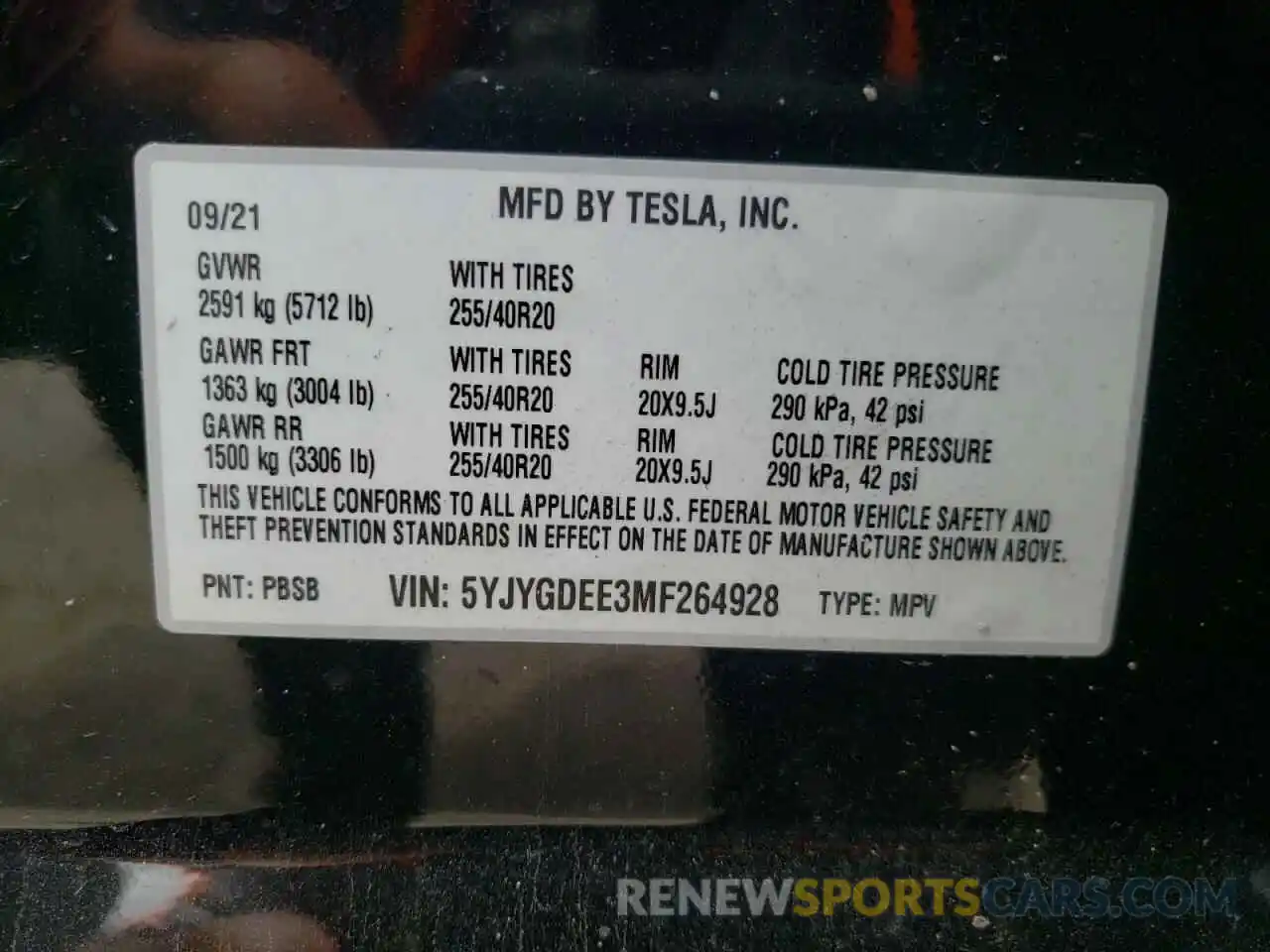 10 Фотография поврежденного автомобиля 5YJYGDEE3MF264928 TESLA MODEL Y 2021