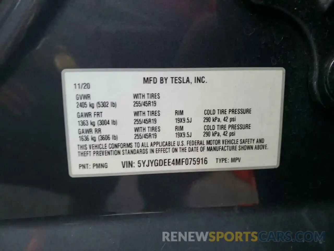 10 Photograph of a damaged car 5YJYGDEE4MF075916 TESLA MODEL Y 2021