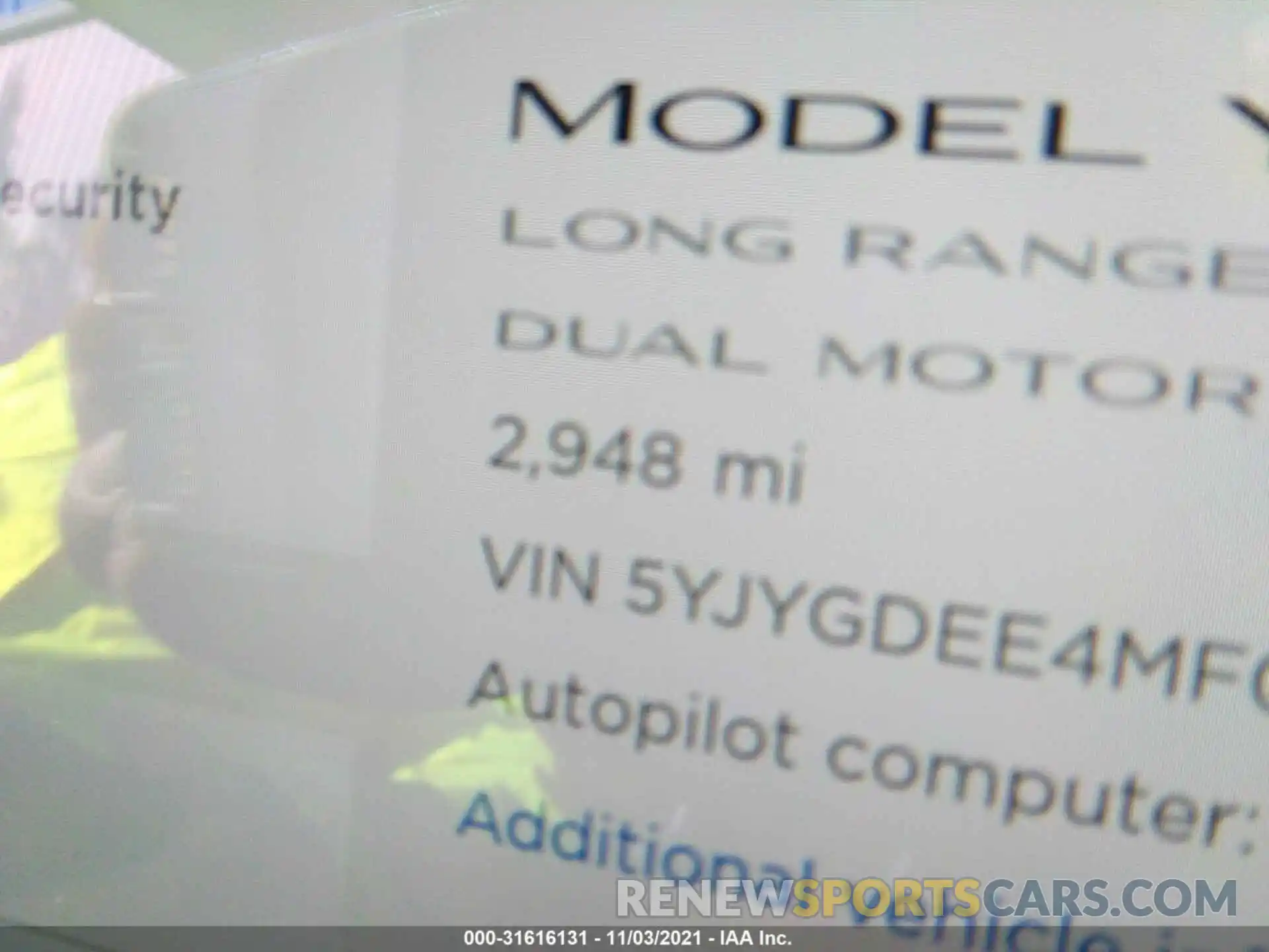 7 Фотография поврежденного автомобиля 5YJYGDEE4MF086317 TESLA MODEL Y 2021