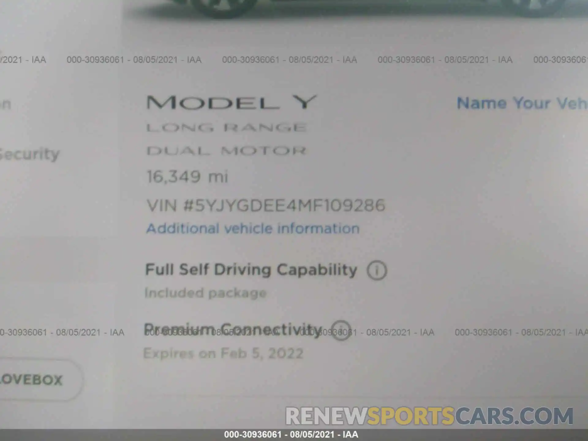 7 Фотография поврежденного автомобиля 5YJYGDEE4MF109286 TESLA MODEL Y 2021