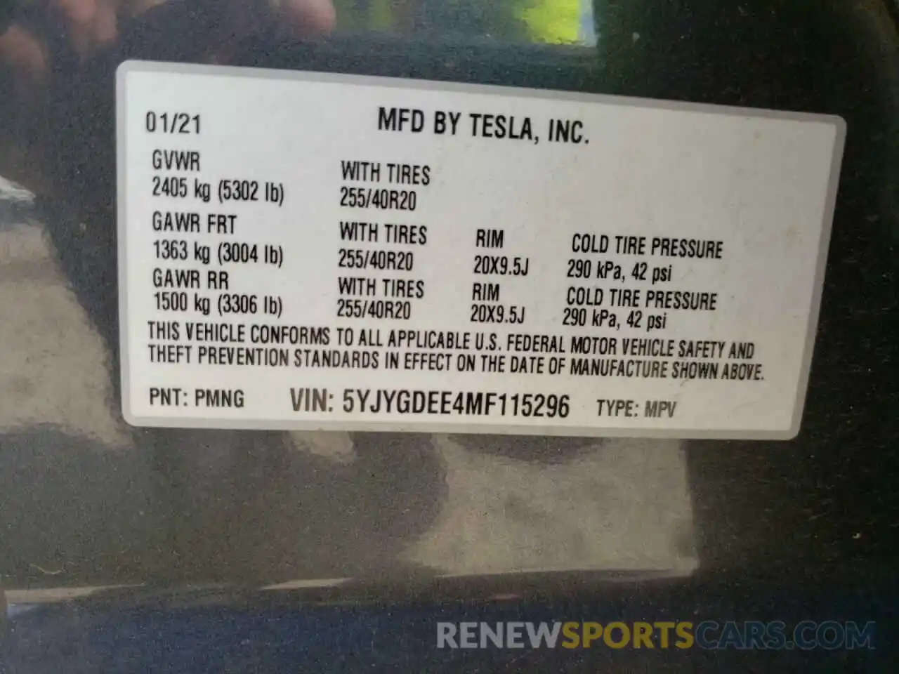 10 Photograph of a damaged car 5YJYGDEE4MF115296 TESLA MODEL Y 2021