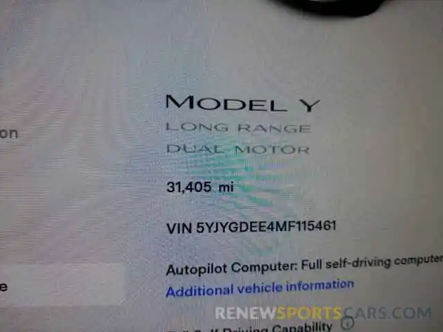 8 Фотография поврежденного автомобиля 5YJYGDEE4MF115461 TESLA MODEL Y 2021