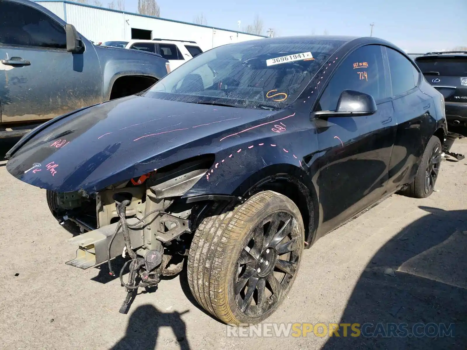 2 Photograph of a damaged car 5YJYGDEE4MF123110 TESLA MODEL Y 2021