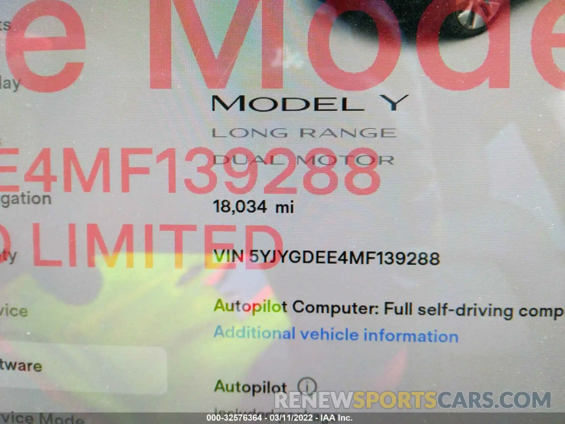 7 Photograph of a damaged car 5YJYGDEE4MF139288 TESLA MODEL Y 2021