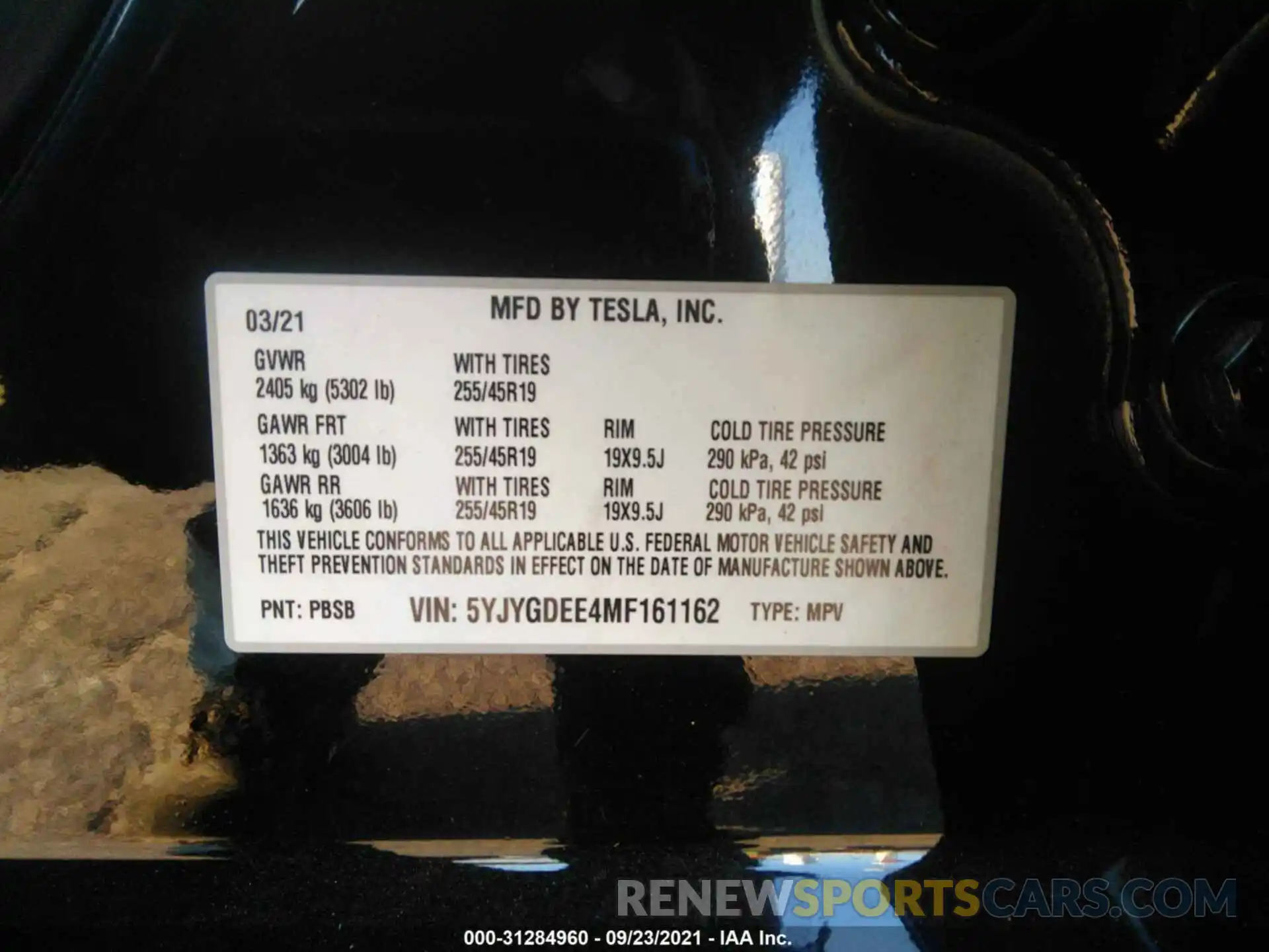 9 Фотография поврежденного автомобиля 5YJYGDEE4MF161162 TESLA MODEL Y 2021