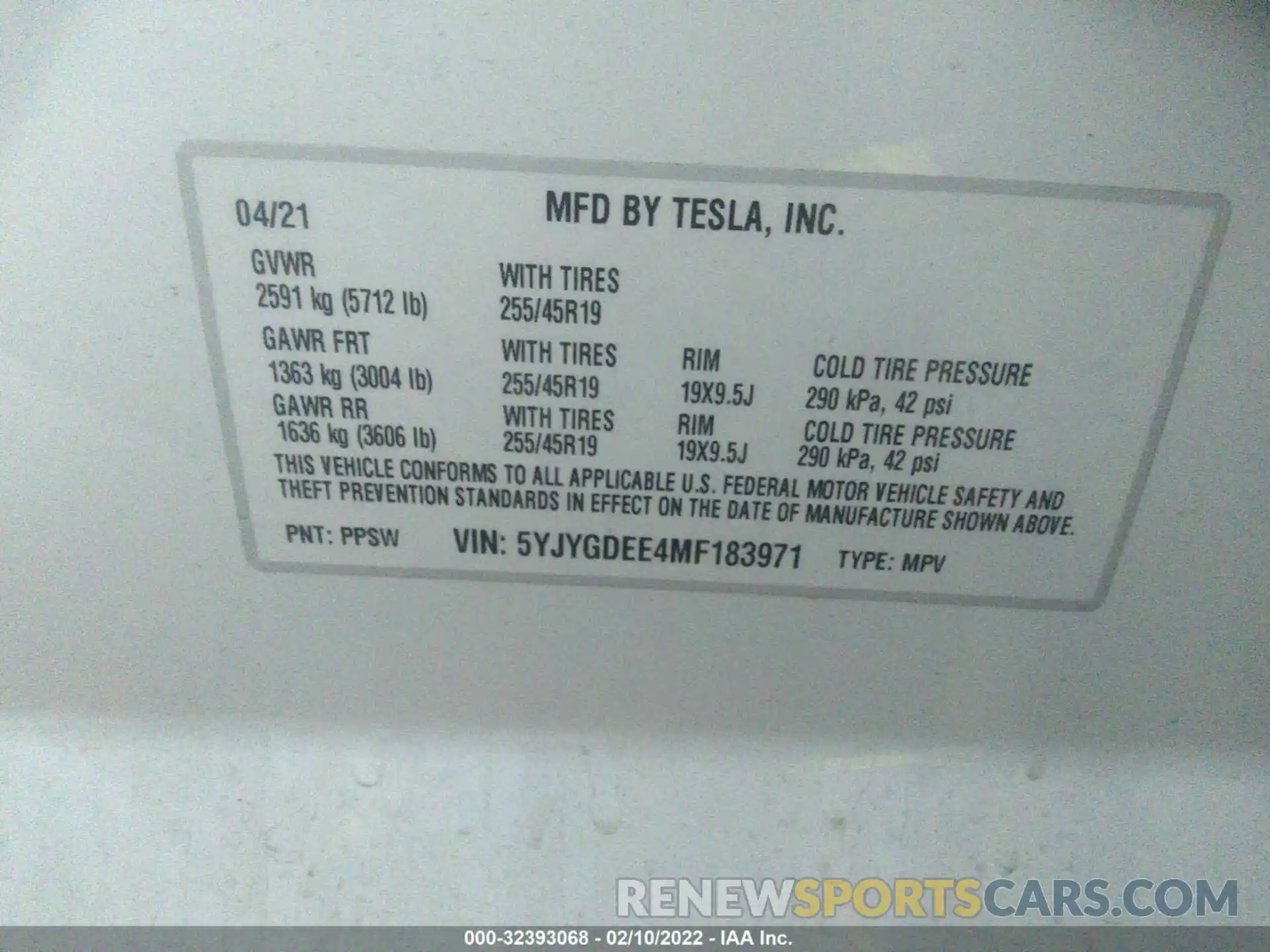 9 Фотография поврежденного автомобиля 5YJYGDEE4MF183971 TESLA MODEL Y 2021