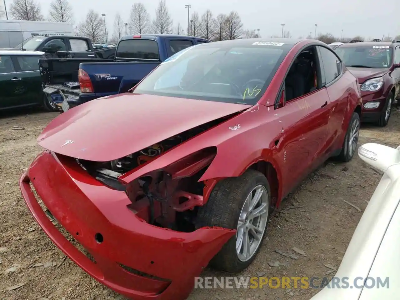 2 Photograph of a damaged car 5YJYGDEE4MF192038 TESLA MODEL Y 2021