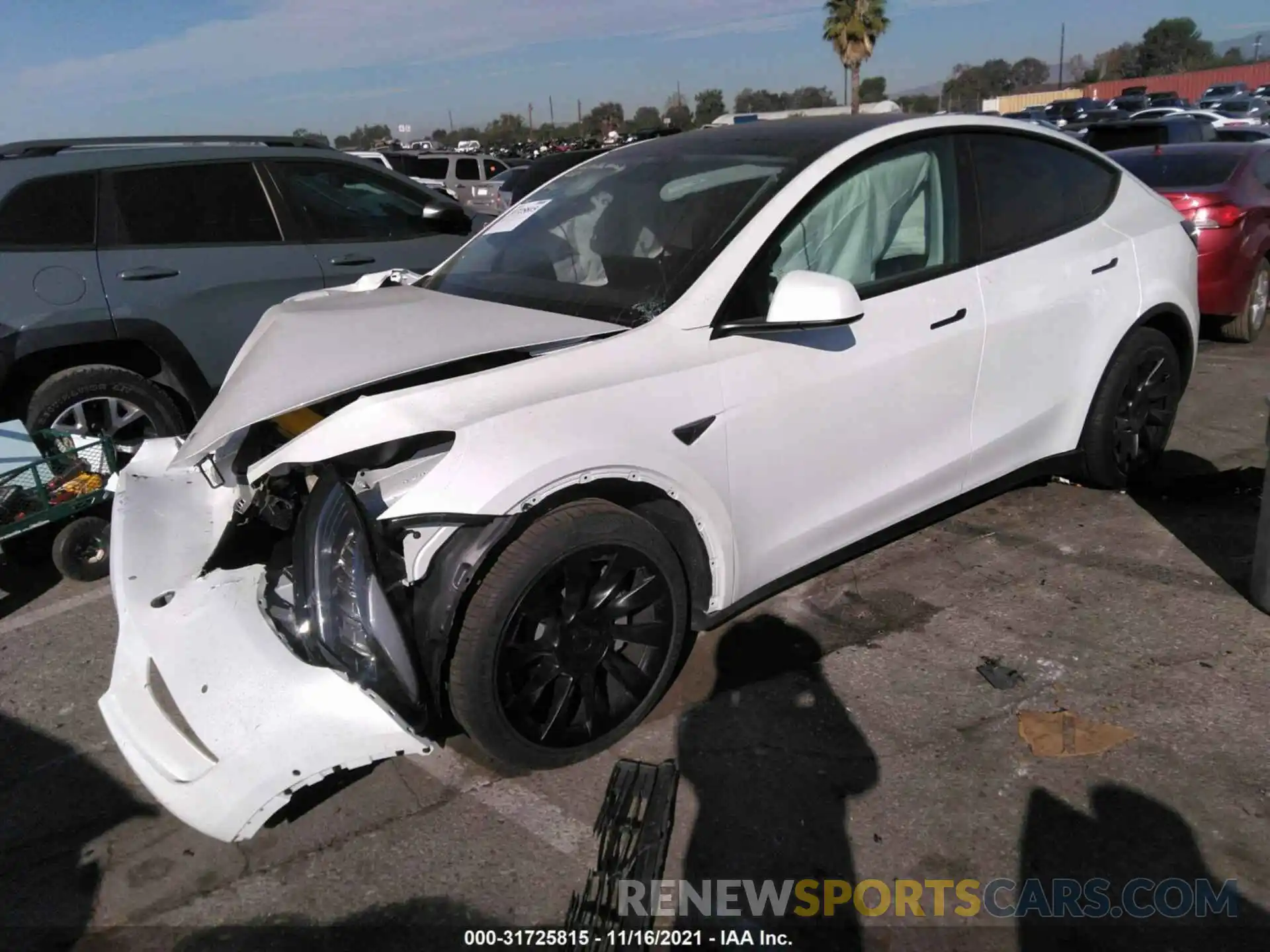 2 Photograph of a damaged car 5YJYGDEE4MF213793 TESLA MODEL Y 2021