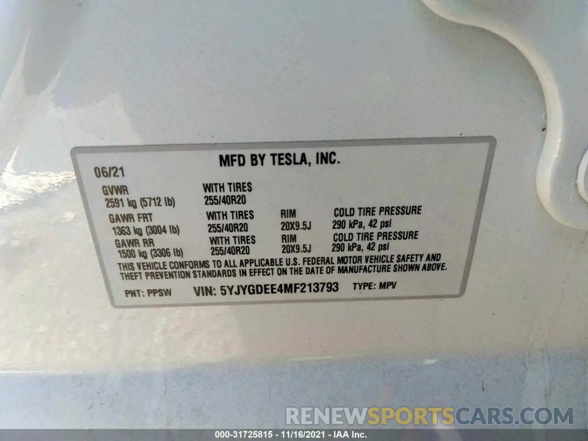 9 Фотография поврежденного автомобиля 5YJYGDEE4MF213793 TESLA MODEL Y 2021