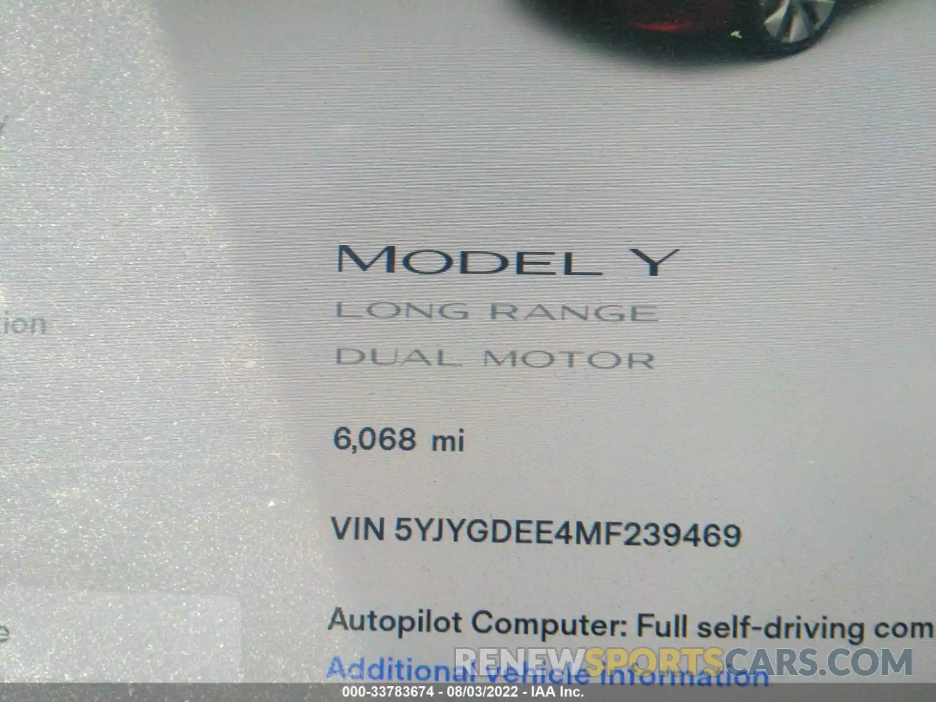 7 Photograph of a damaged car 5YJYGDEE4MF239469 TESLA MODEL Y 2021