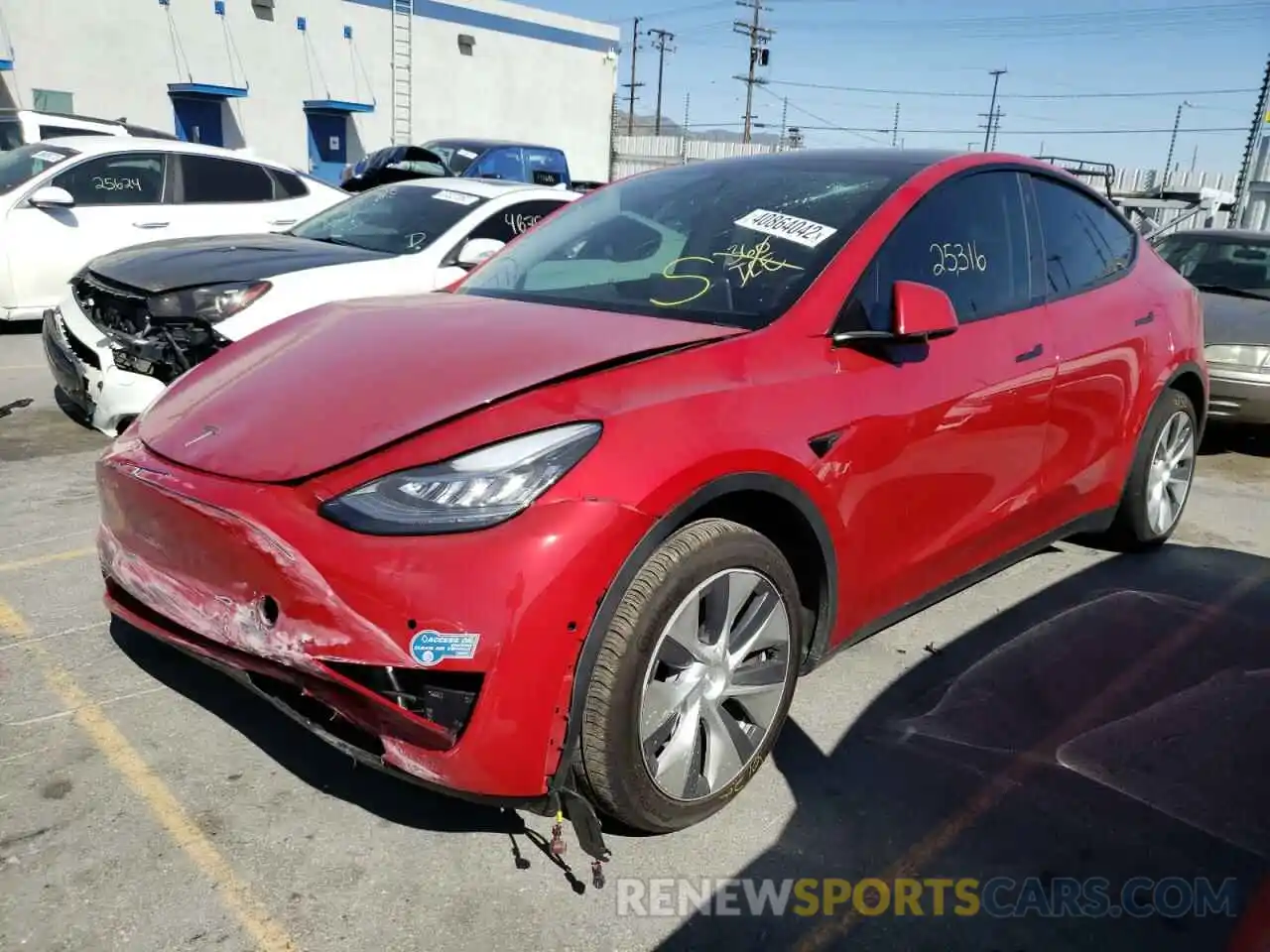 2 Photograph of a damaged car 5YJYGDEE4MF241481 TESLA MODEL Y 2021