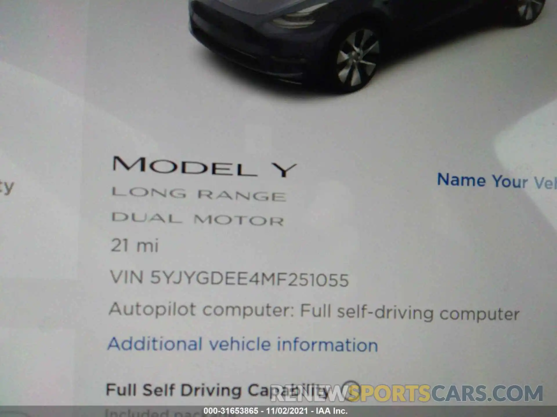 7 Фотография поврежденного автомобиля 5YJYGDEE4MF251055 TESLA MODEL Y 2021