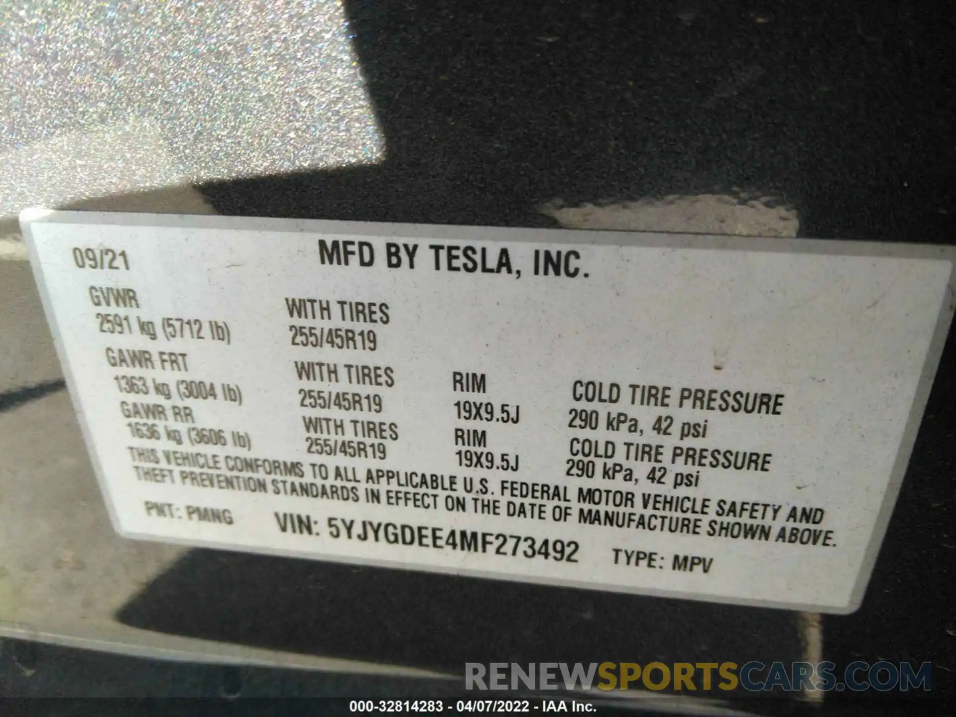 9 Фотография поврежденного автомобиля 5YJYGDEE4MF273492 TESLA MODEL Y 2021