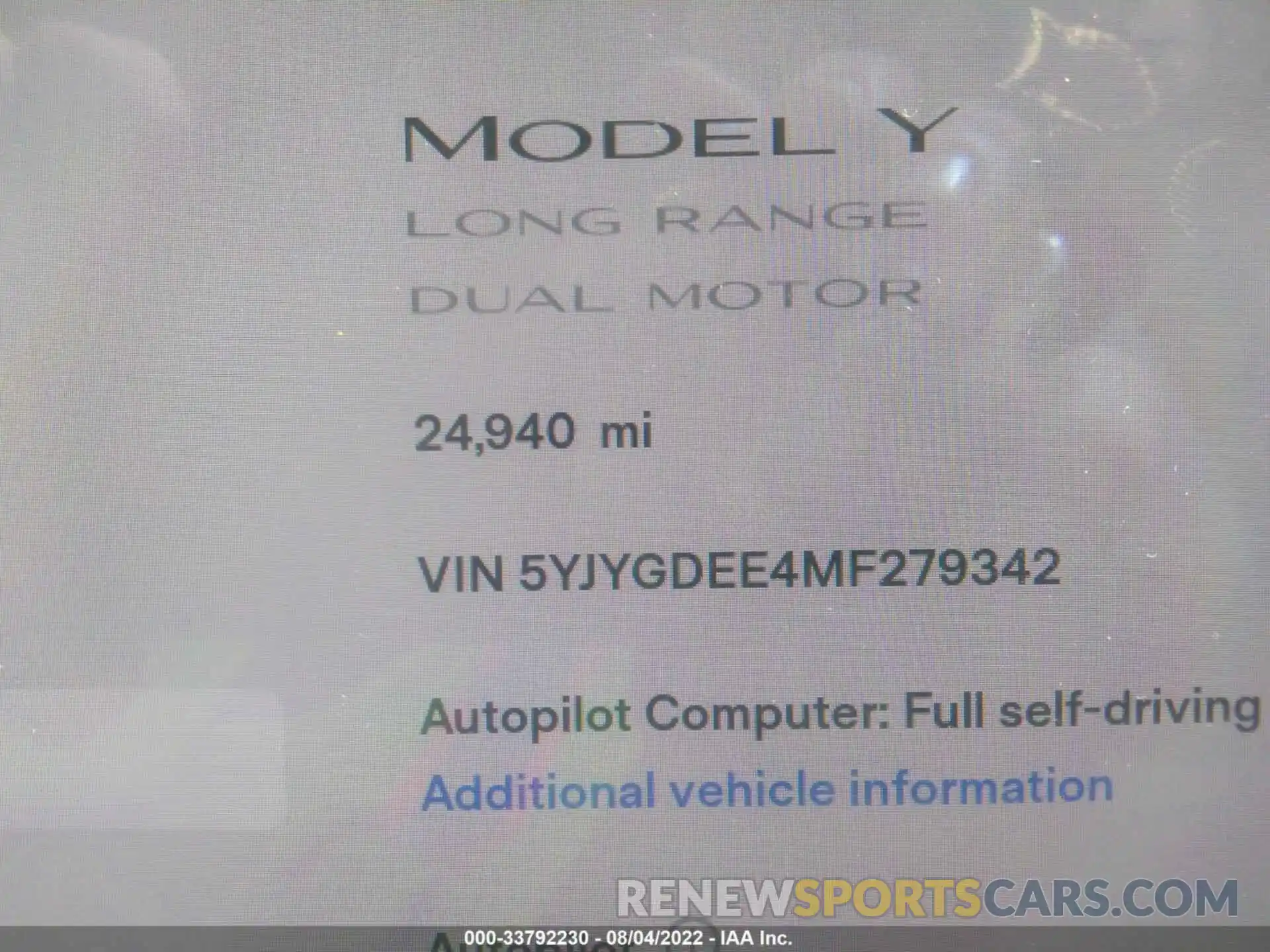 7 Фотография поврежденного автомобиля 5YJYGDEE4MF279342 TESLA MODEL Y 2021