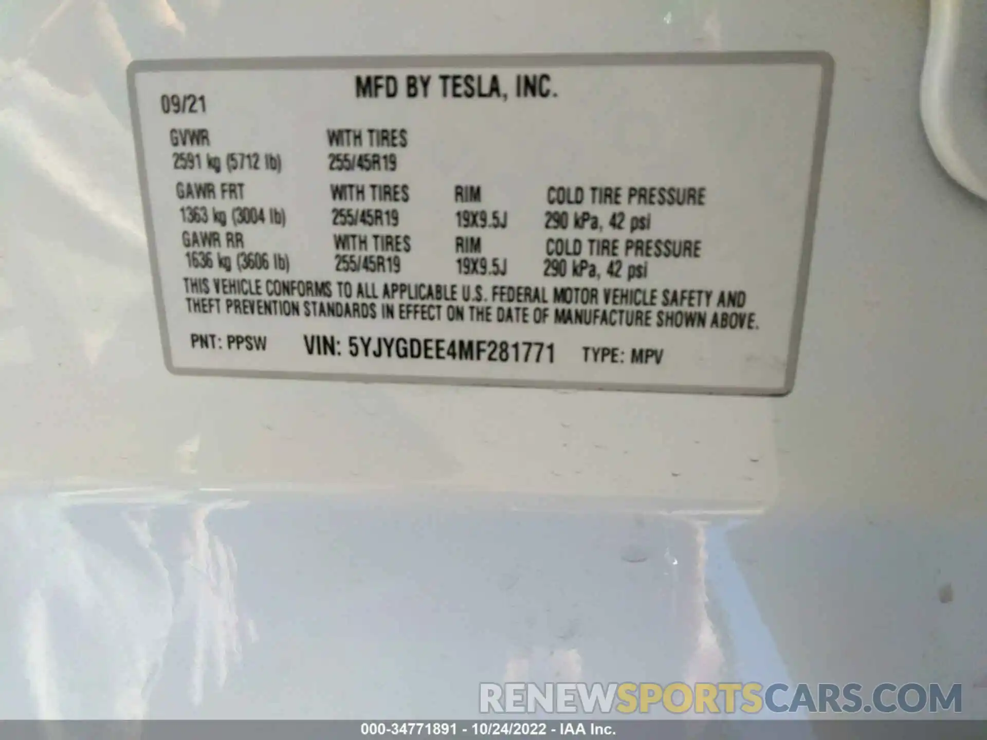 9 Фотография поврежденного автомобиля 5YJYGDEE4MF281771 TESLA MODEL Y 2021