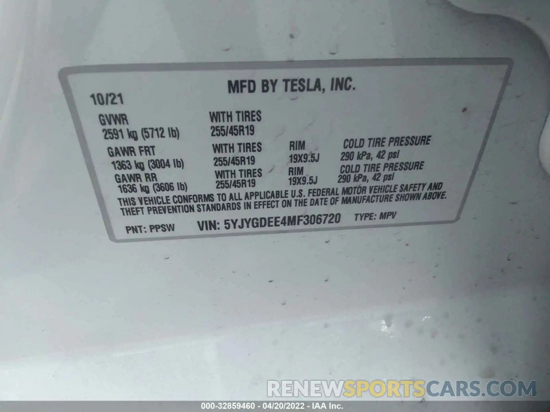 9 Photograph of a damaged car 5YJYGDEE4MF306720 TESLA MODEL Y 2021