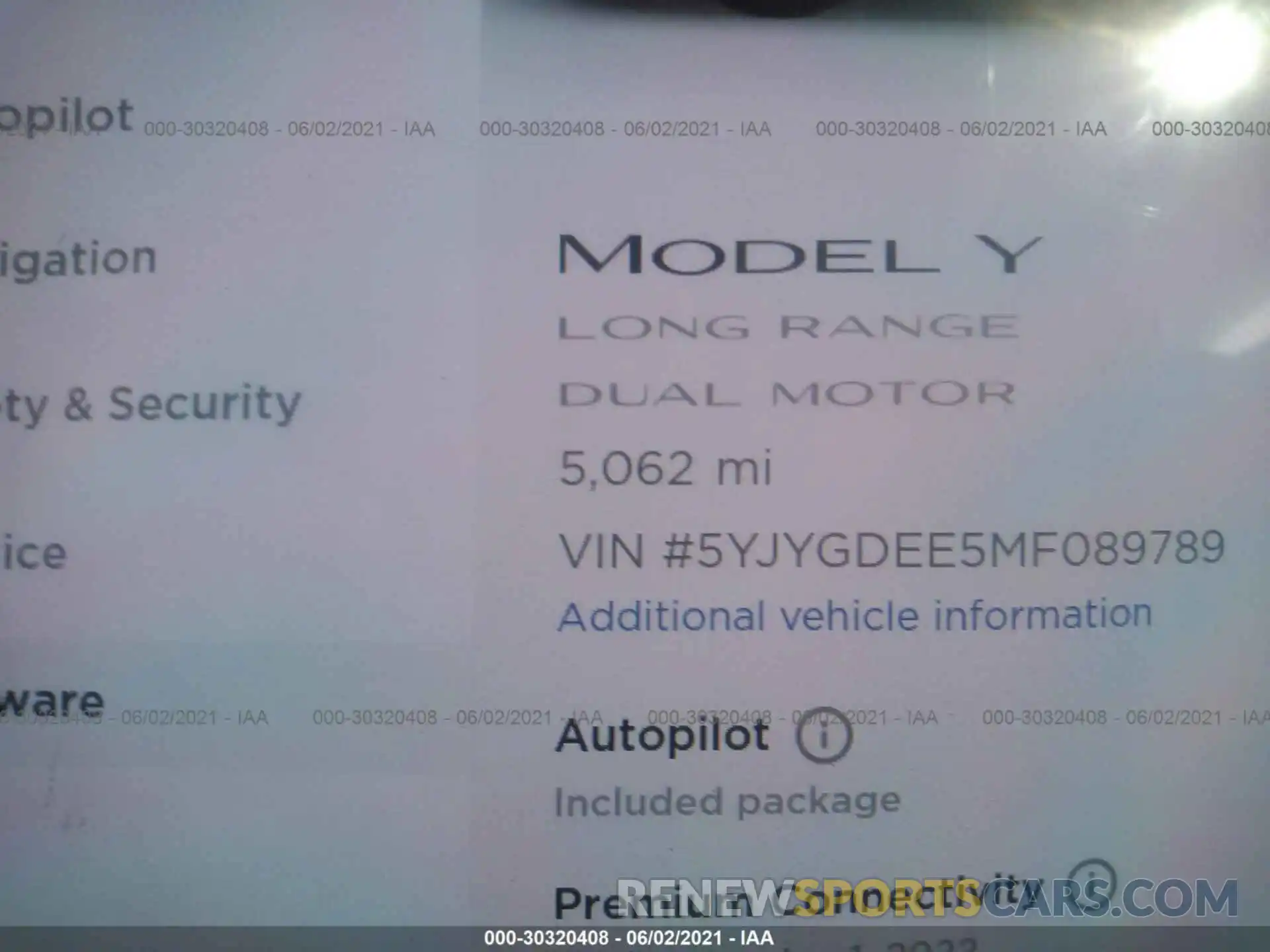 7 Фотография поврежденного автомобиля 5YJYGDEE5MF089789 TESLA MODEL Y 2021